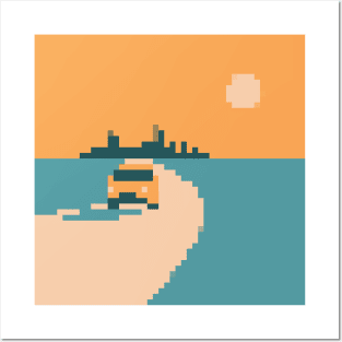 Taxi Scene Pixel Art Posters and Art